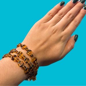 TRIPLE‎ STRAND TIGERS EYE GLASS BEADS BRACELET